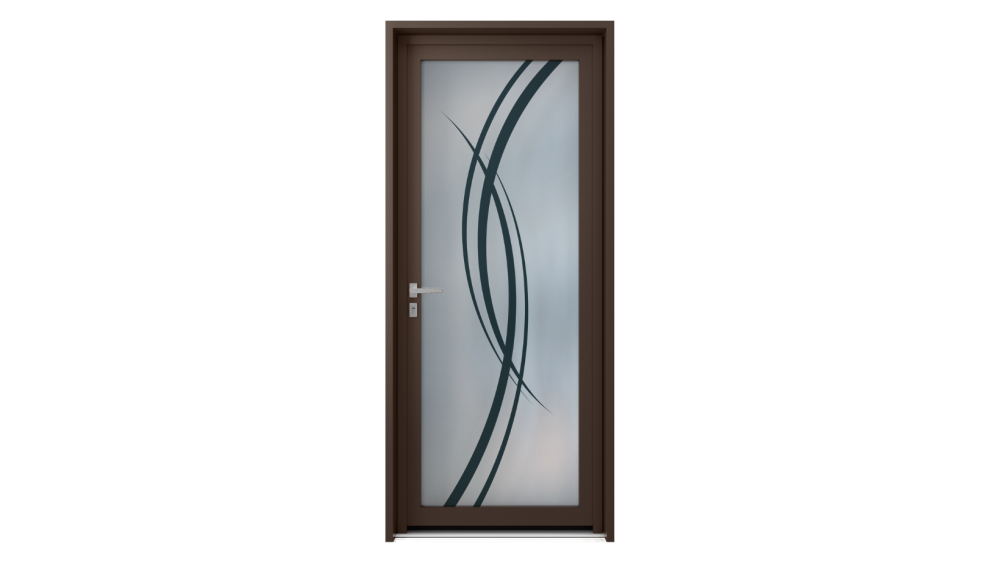 Porte d'entrée vitrée gamme Lumière OMEGA 2 Porte d'entrée vitrée avec plusieurs lignes abstraites